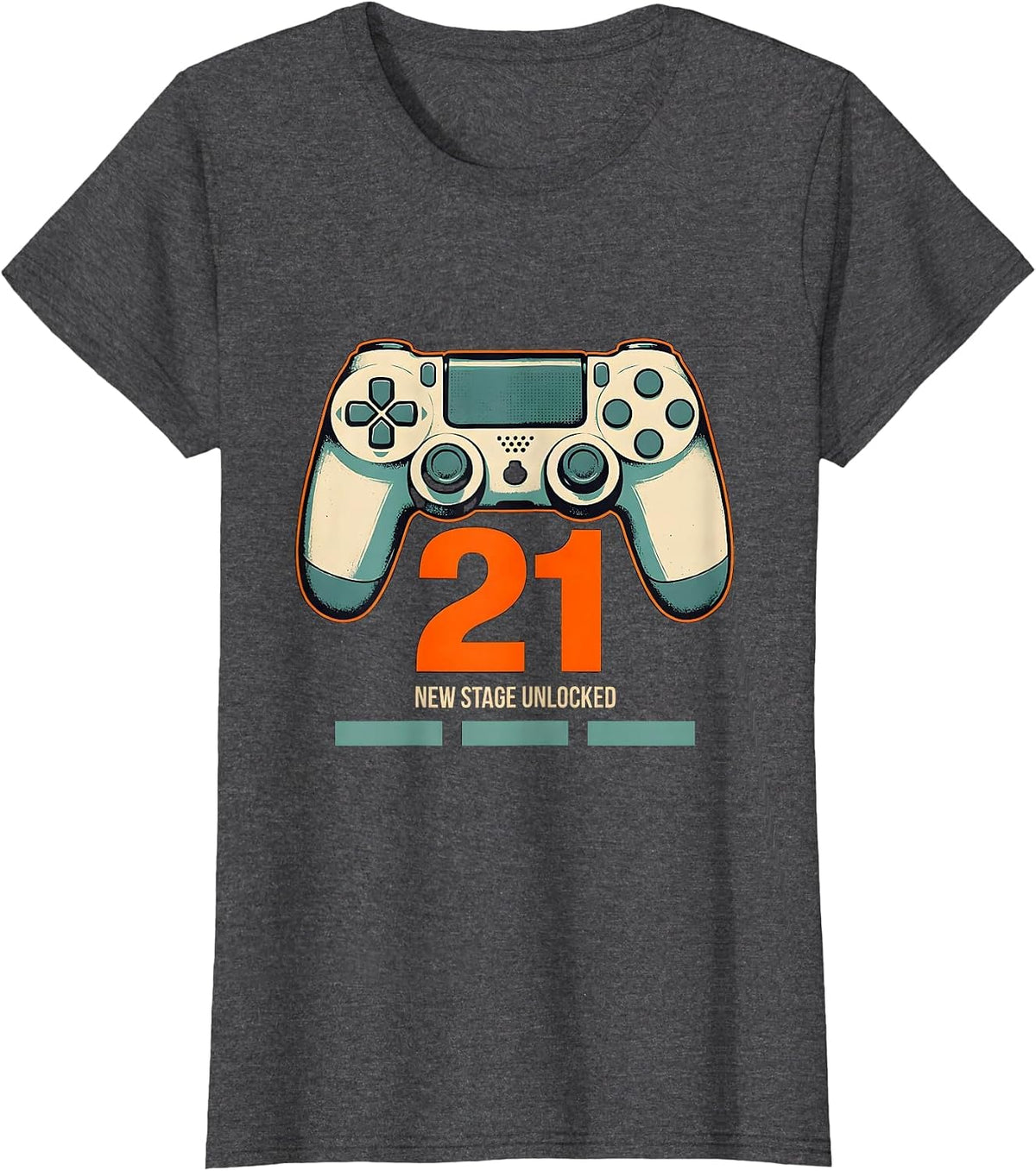 Women's New Stage Unlocked 21 Funny Gamer Birthday Boy Milestone T-Shirt - Dark Heather Grey