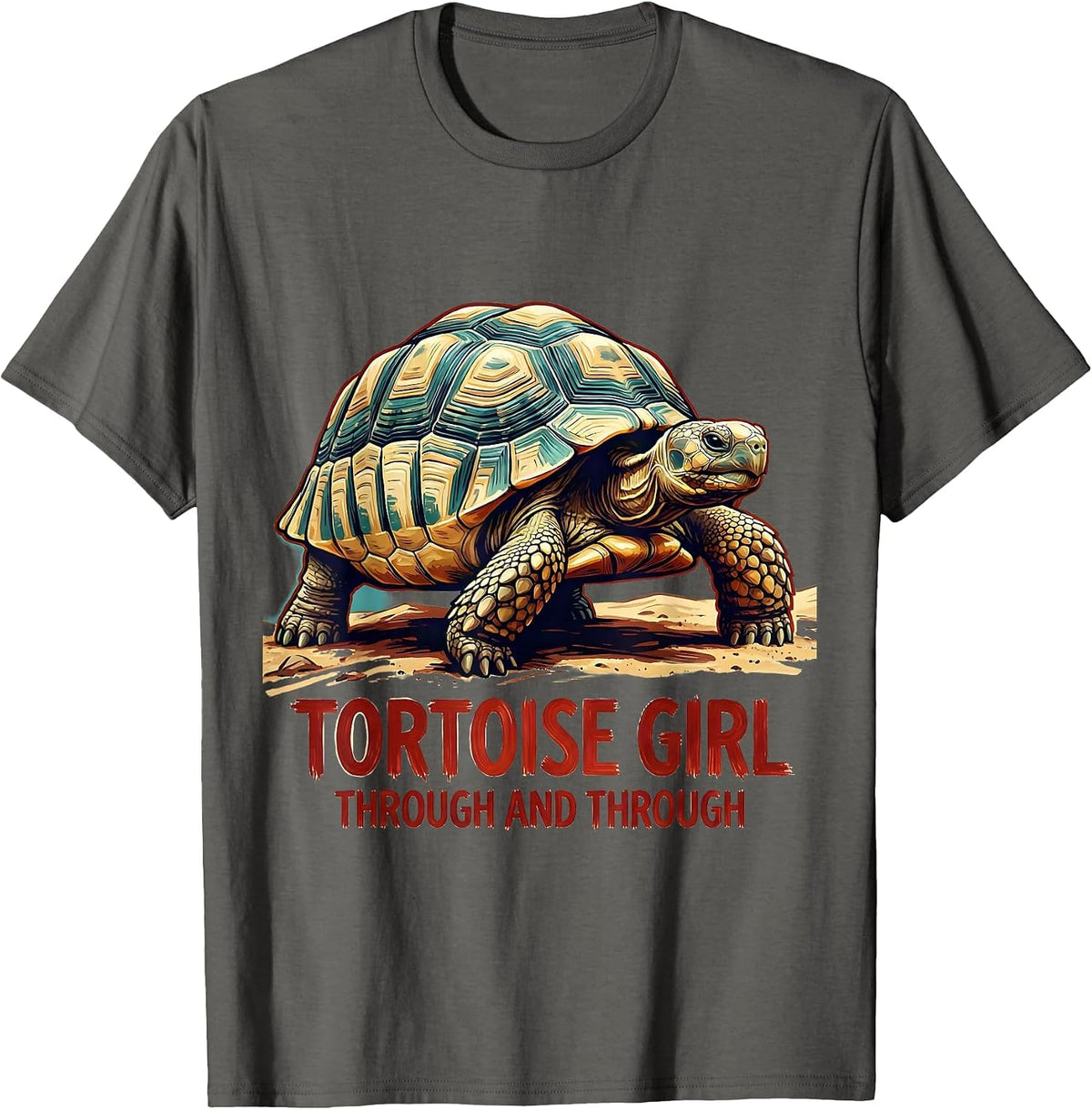 Tortoise Girl Through And Through Cute Tortoise Lover Animal T-Shirt - Asphalt Grey