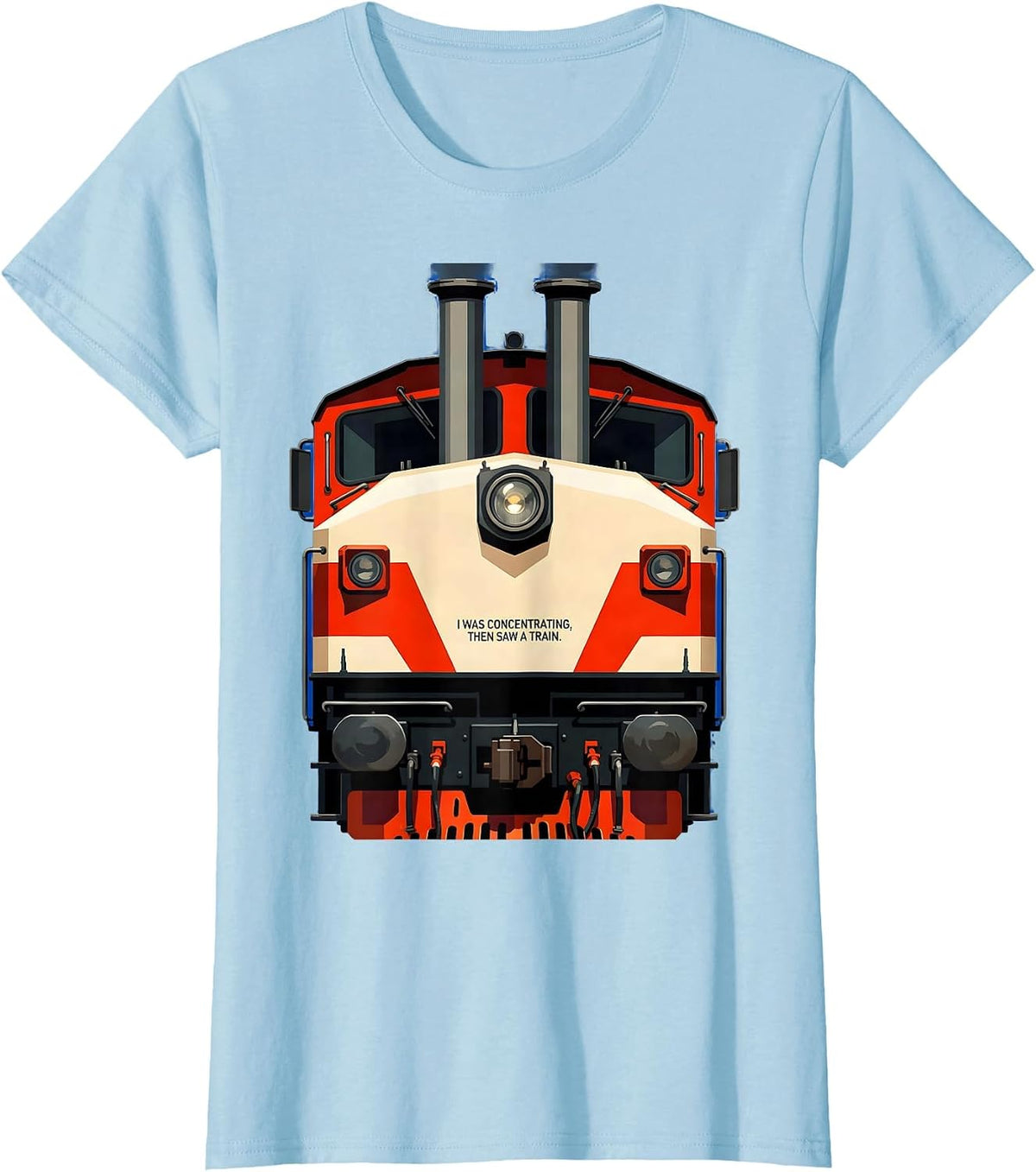 I Was Concentrating, Then Saw A Train Funny Train Enthusiast T-Shirt - Baby Blue