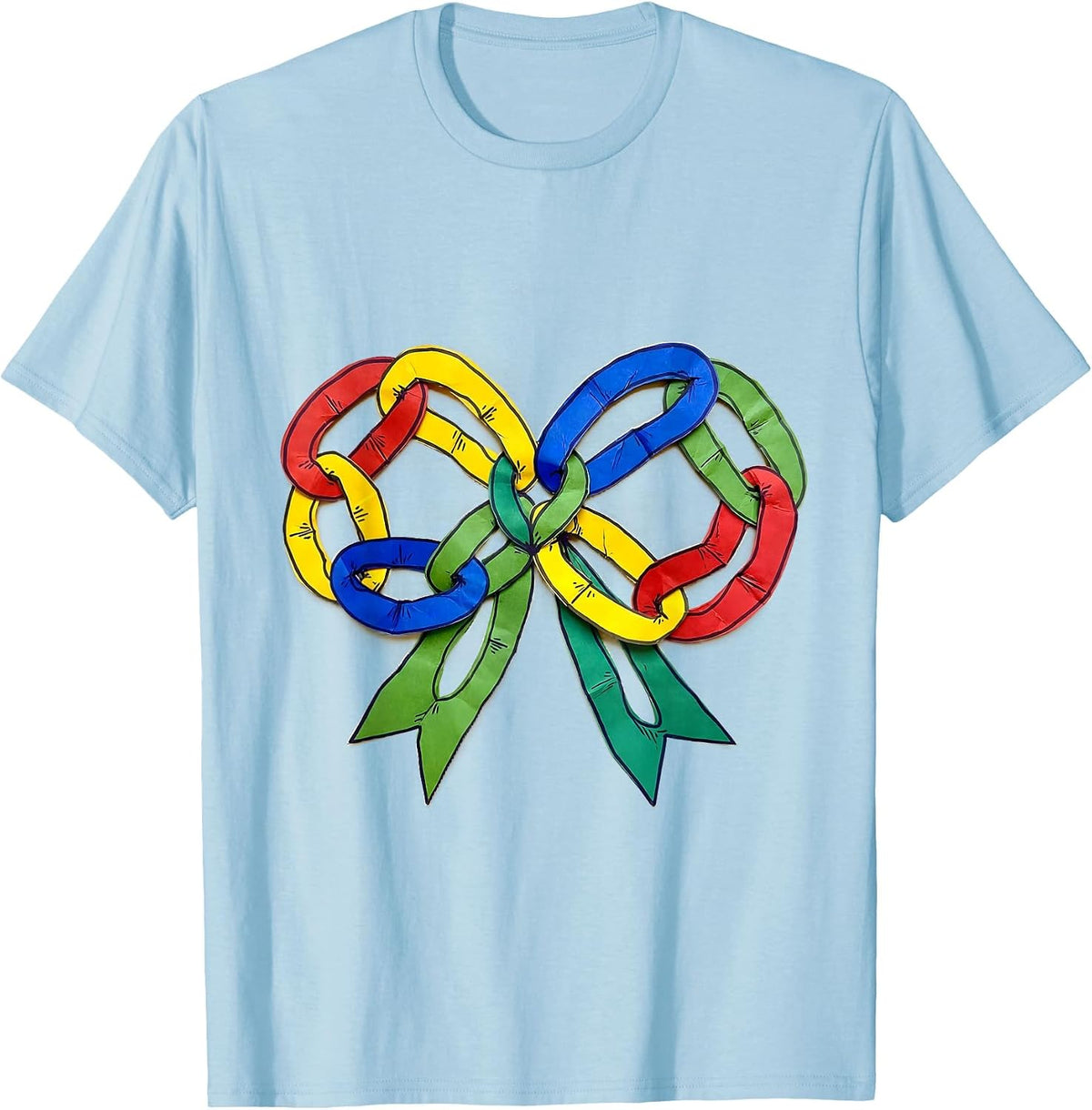 Men's Preschool Teacher Construction Paper Chain Garland T-Shirt - Baby Blue