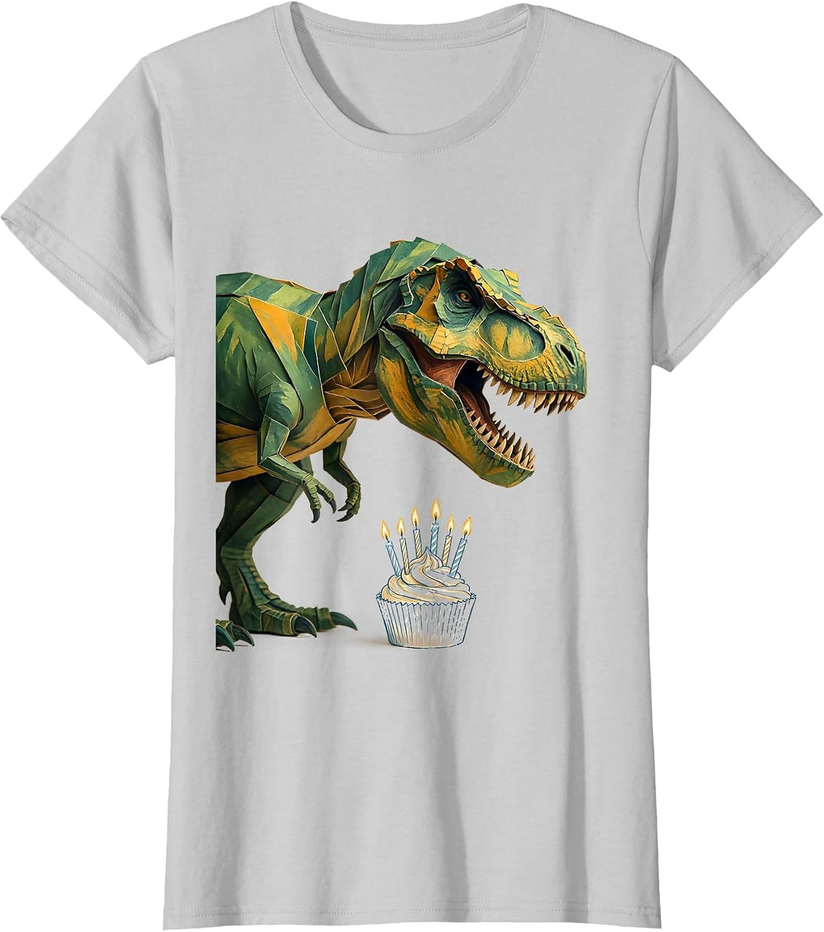 Tyrannosaur Birthday Dinosaur Kids Back To School Humor T-Shirt - Silver Grey