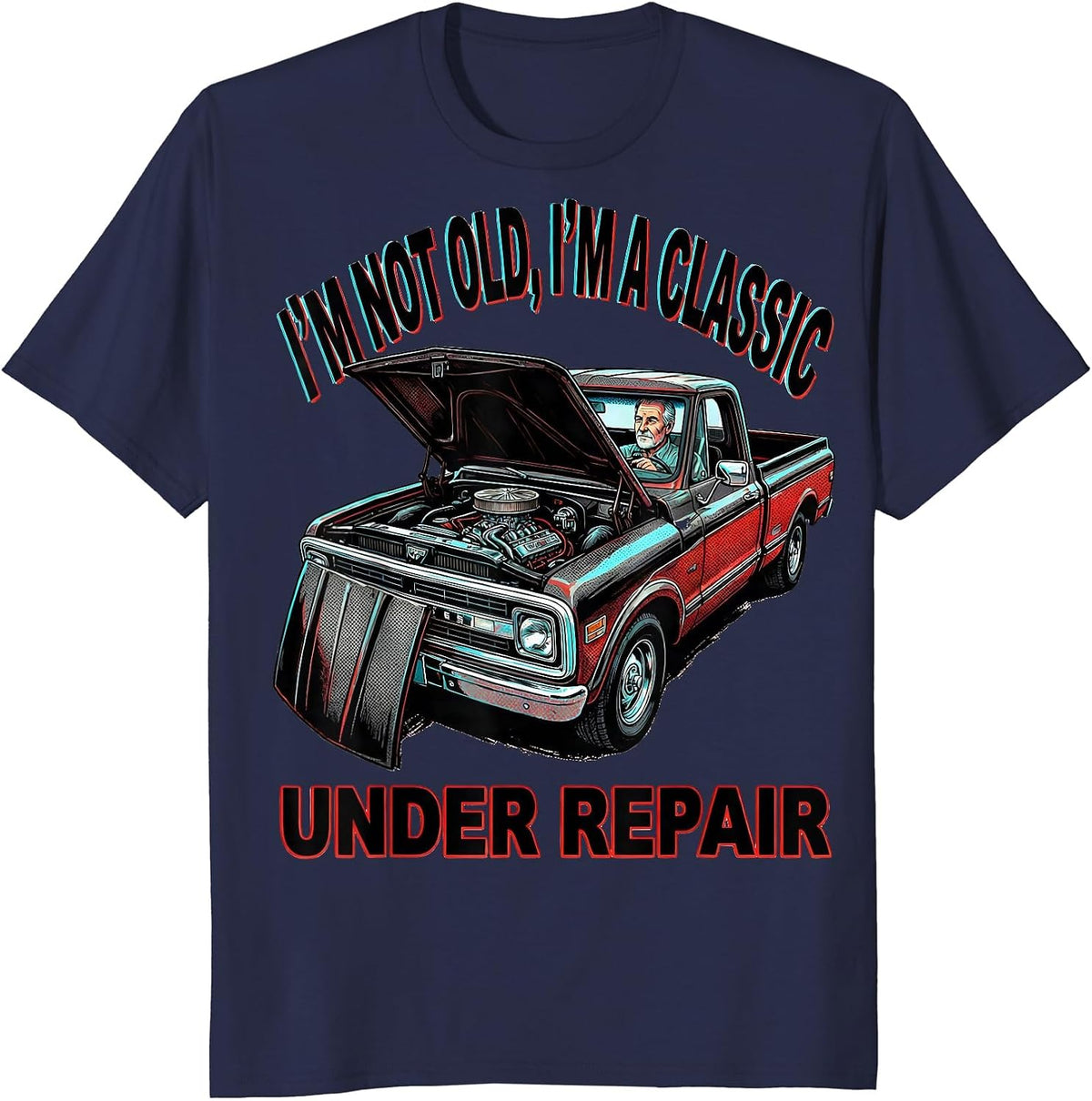I'm Not Old I'm A Classic Under Repair Funny Car Guy T-Shirt - Navy Blue