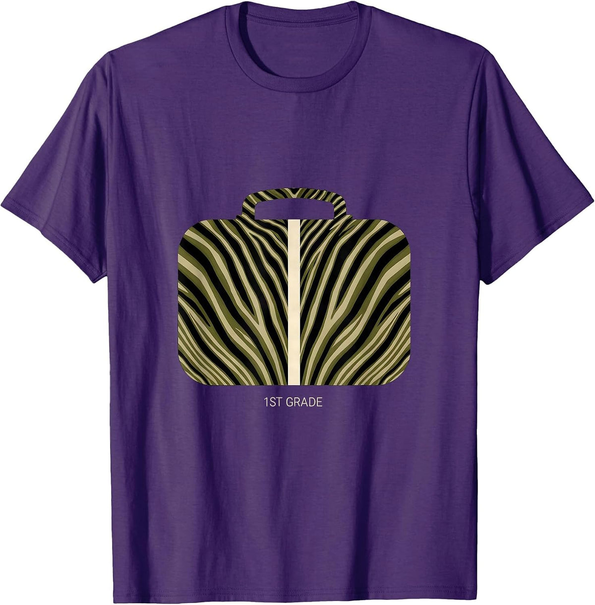 1st Grade Zebra Print Lunchbox Back To School Boy T-Shirt - Purple