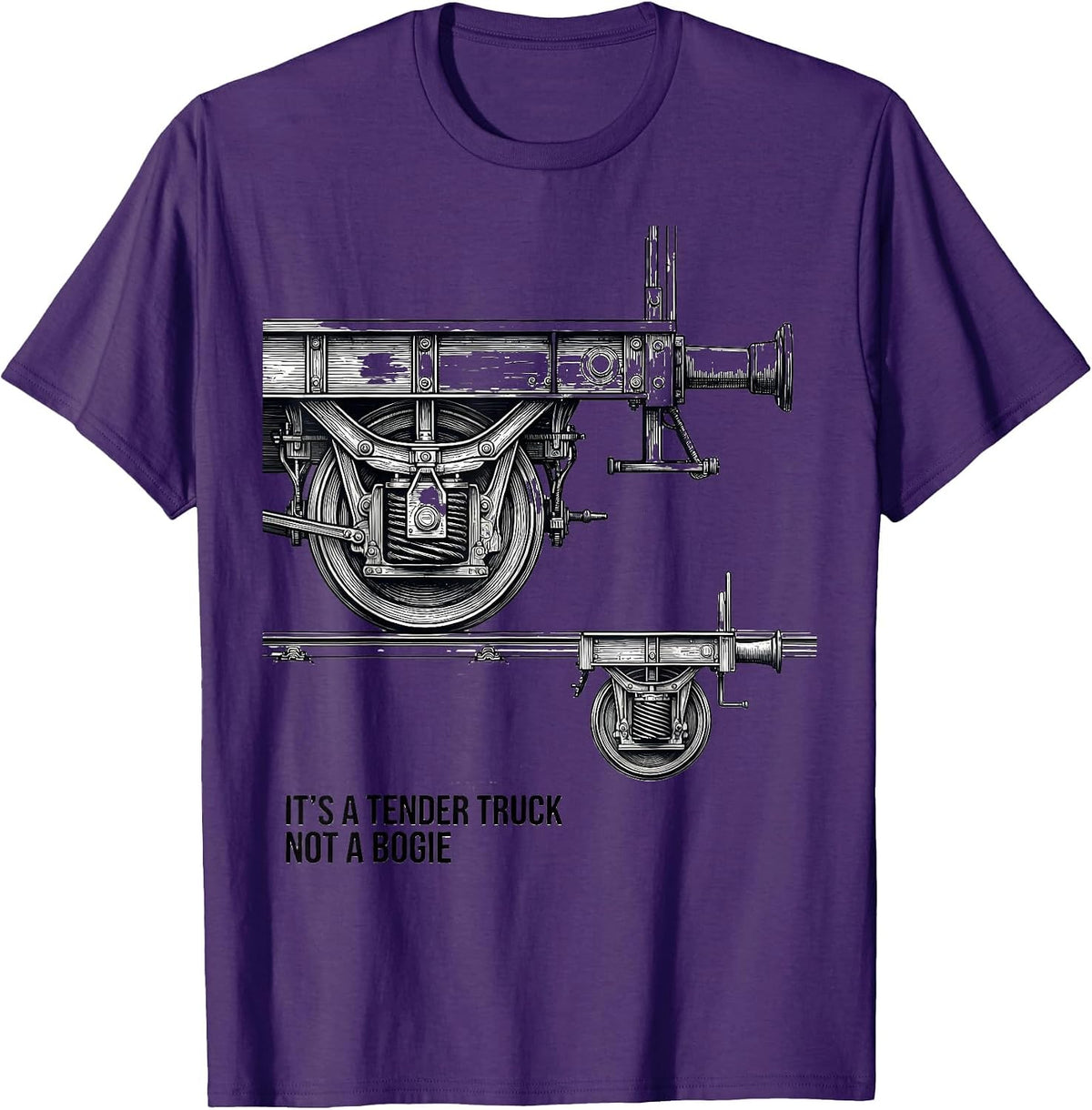 It's A Tender Truck, Not A Bogie Funny Train Enthusiast T-Shirt - Purple