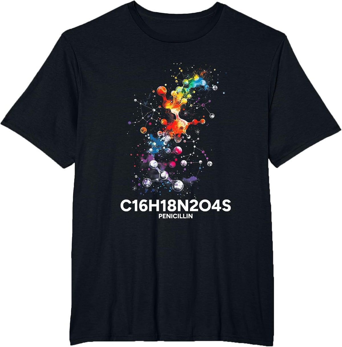 Penicillin Molecule Chemical Scientific Science Chemistry T-Shirt - Black