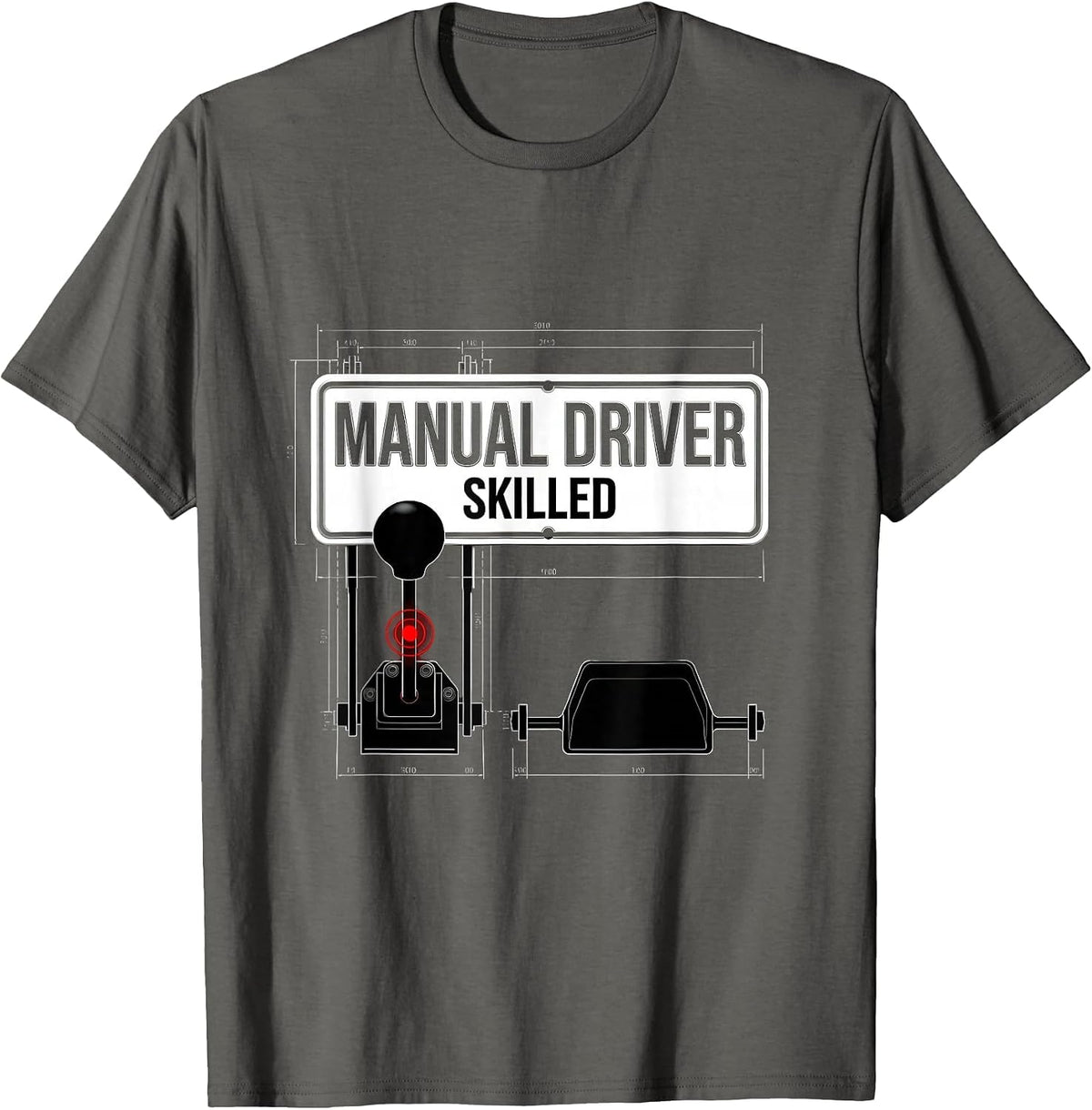 Manual Driver Skilled Swiss International Car Guy Stick T-Shirt - Asphalt Grey