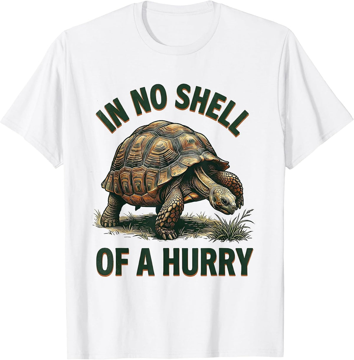 Men's In No Shell Of A Hurry Vintage Funny Tortoise Lover Gift T-Shirt - White