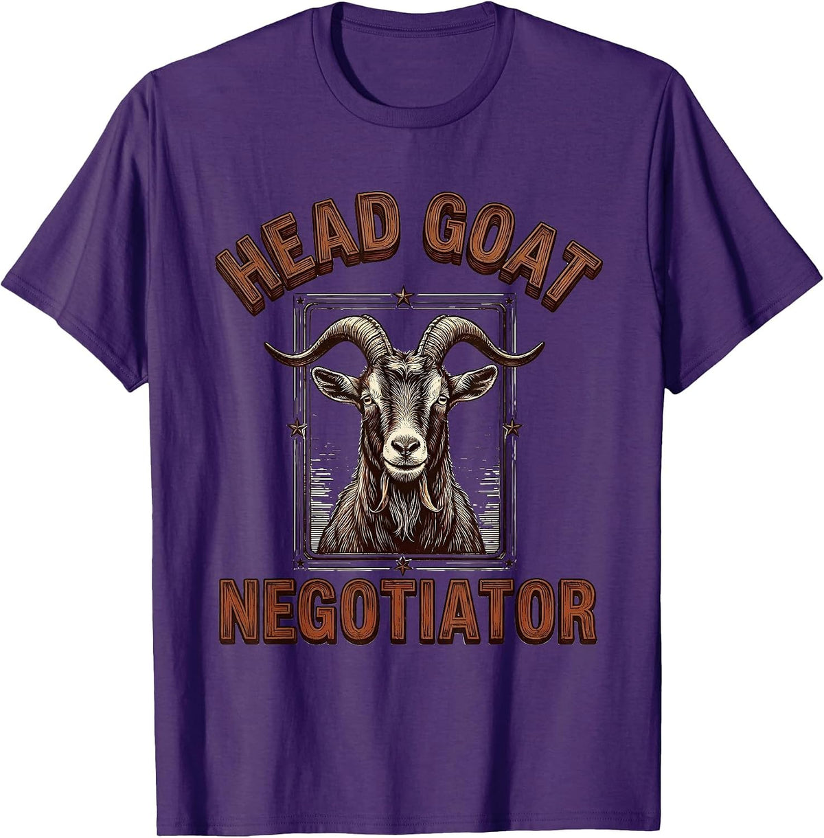 Men's Head Goat Negotiator Funny Goat Farmer Goat Owner Humor T-Shirt - Purple