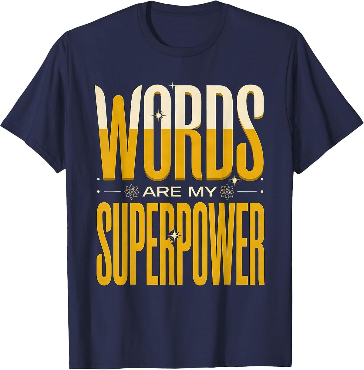 Men's Words Are My Superpower English Teacher Design T-Shirt - Navy Blue