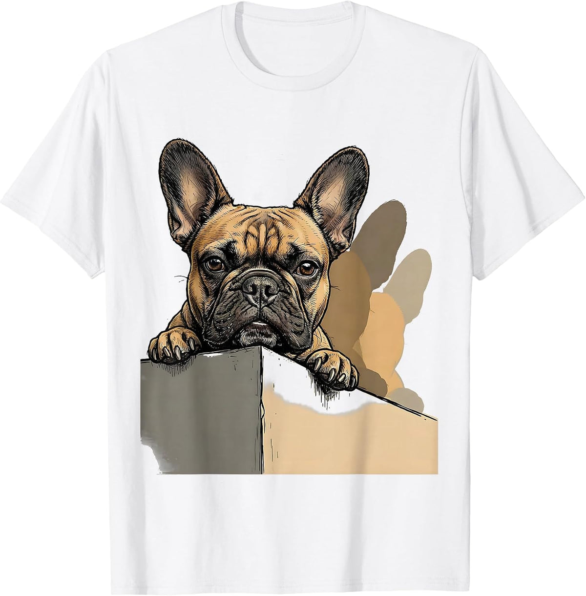 Men's French Bulldog Pocket Pup Cozy Small Breed Puppy Lover T-Shirt - White
