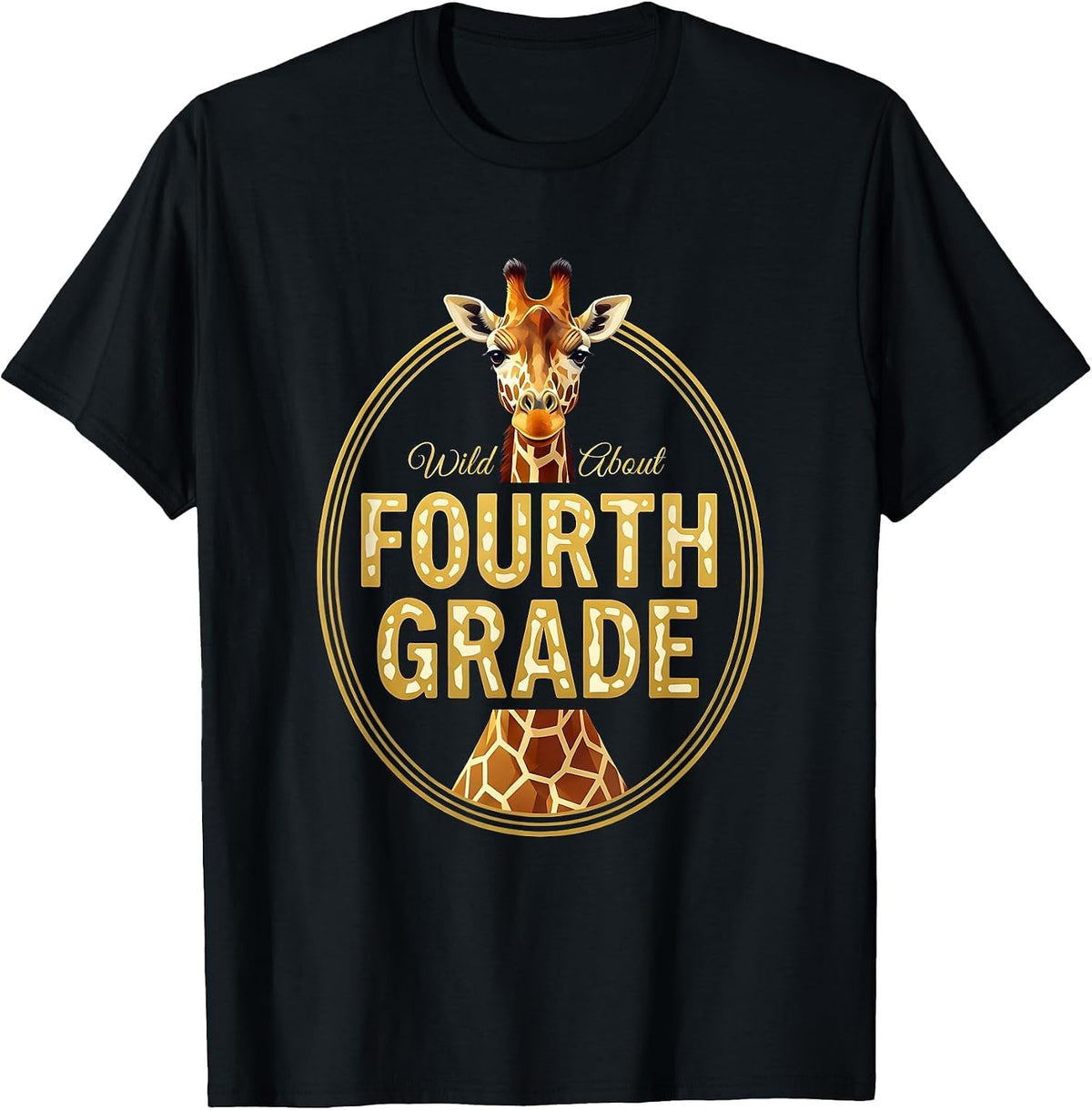 Men's Wild About Fourth Grade Playful Teacher Appreciation Animal T-Shirt - Black