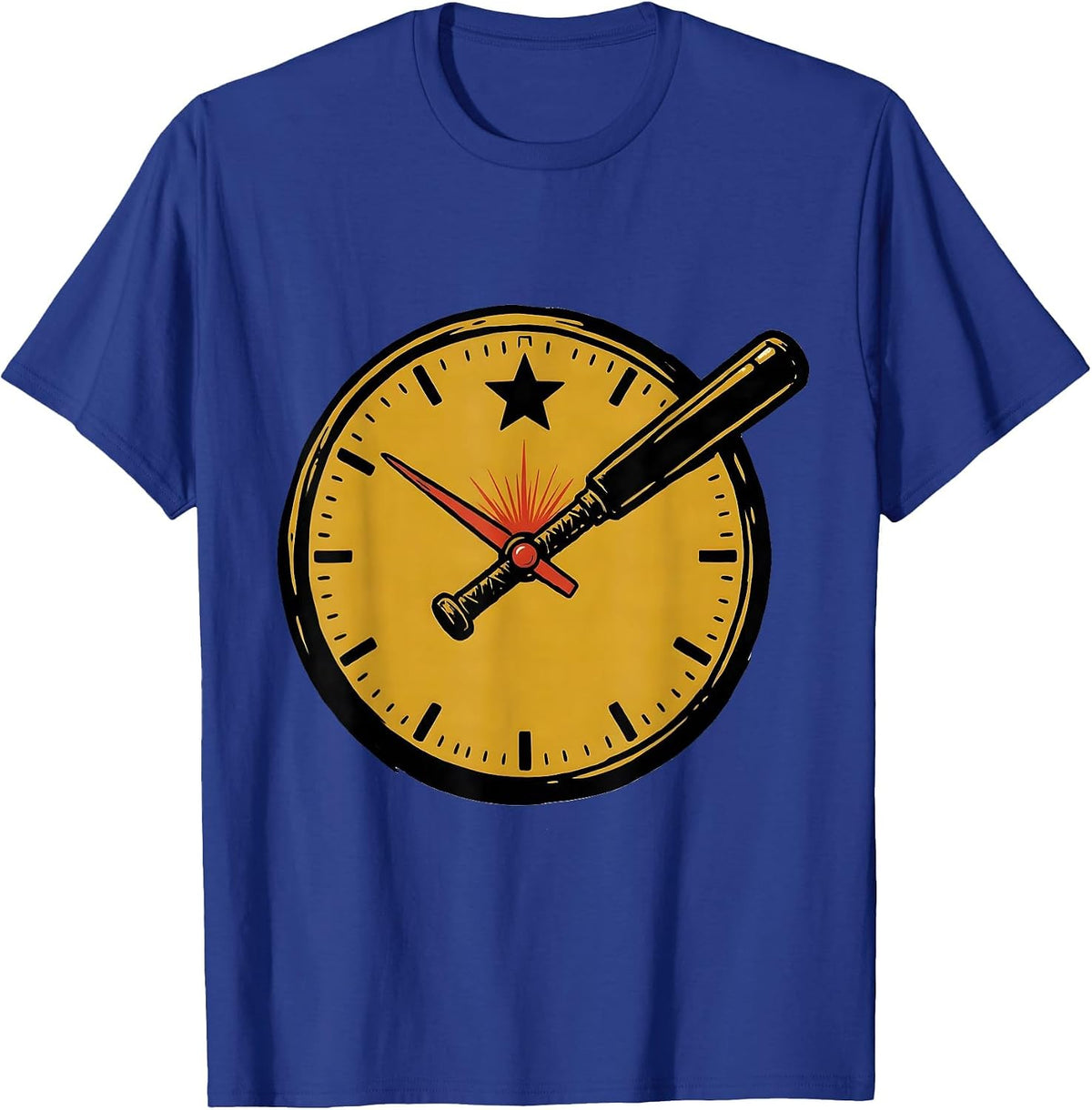 Men's Police Baton Clock Funny Cop Gift Law Enforcement Humor T-Shirt - Royal Blue