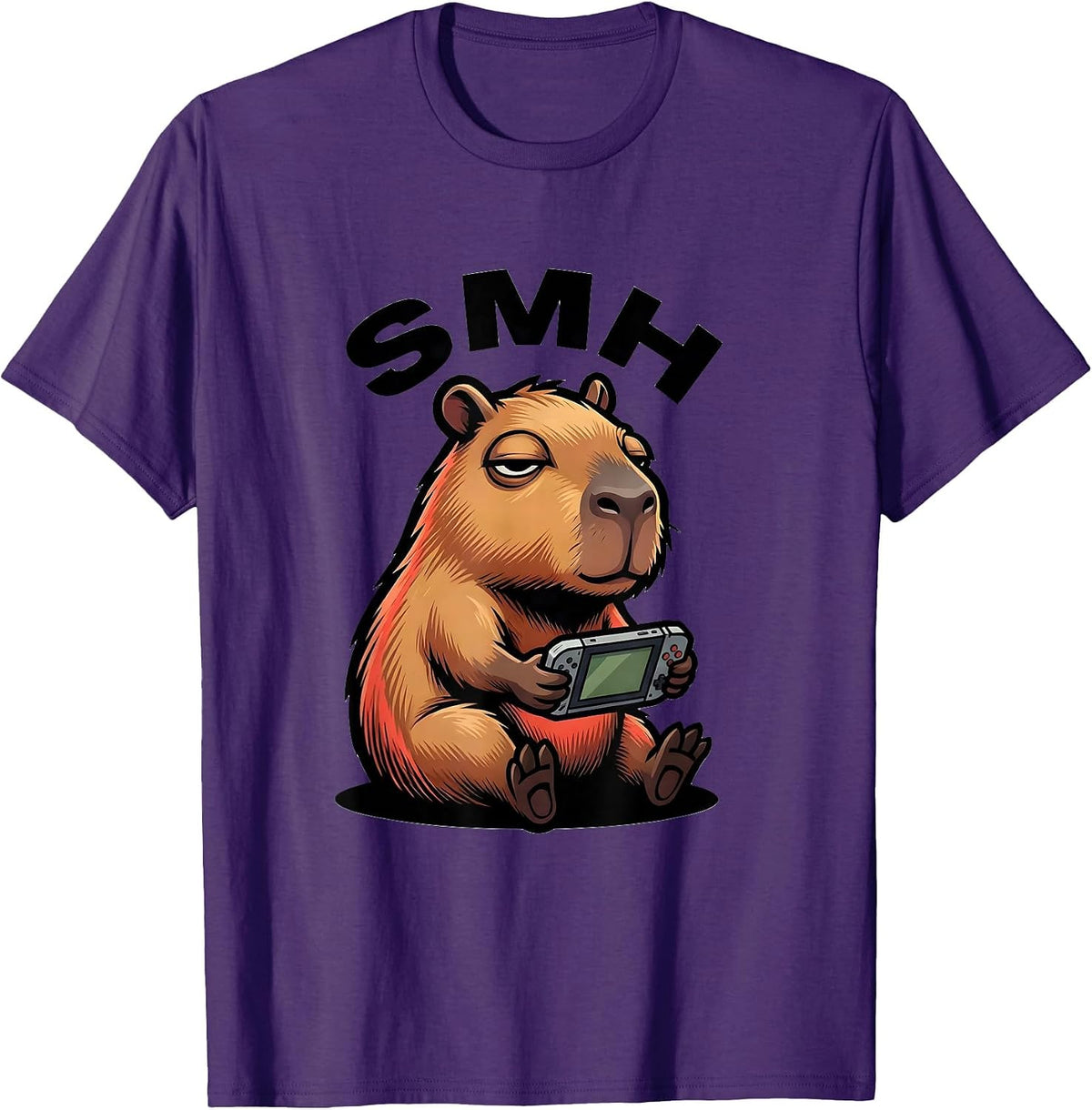 Men's smh Funny Capybara Gamer Meme Humor Video Games T-Shirt - Purple