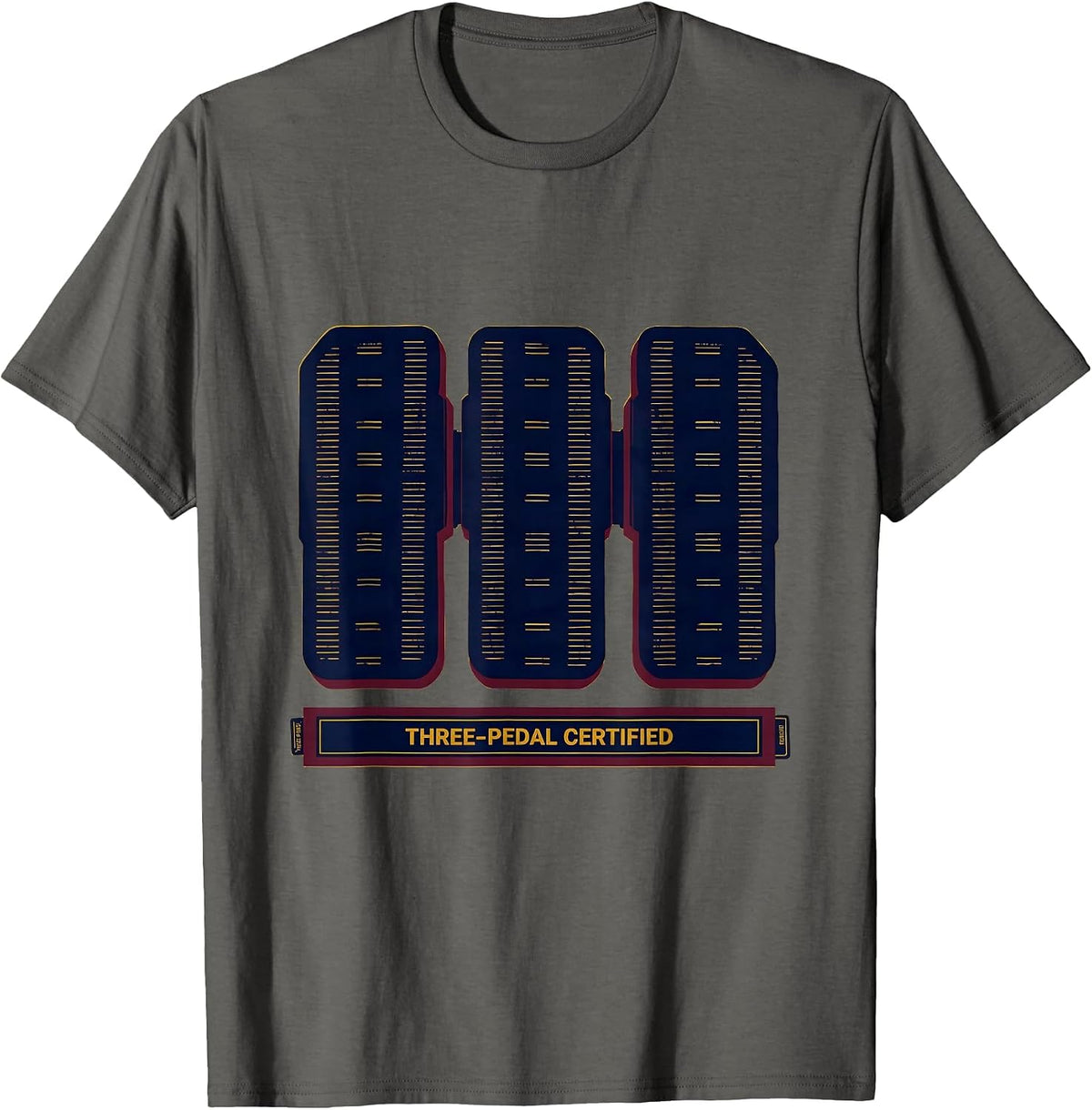 Three-Pedal Certified Manual Transmission Car Enthusiast T-Shirt - Asphalt Grey