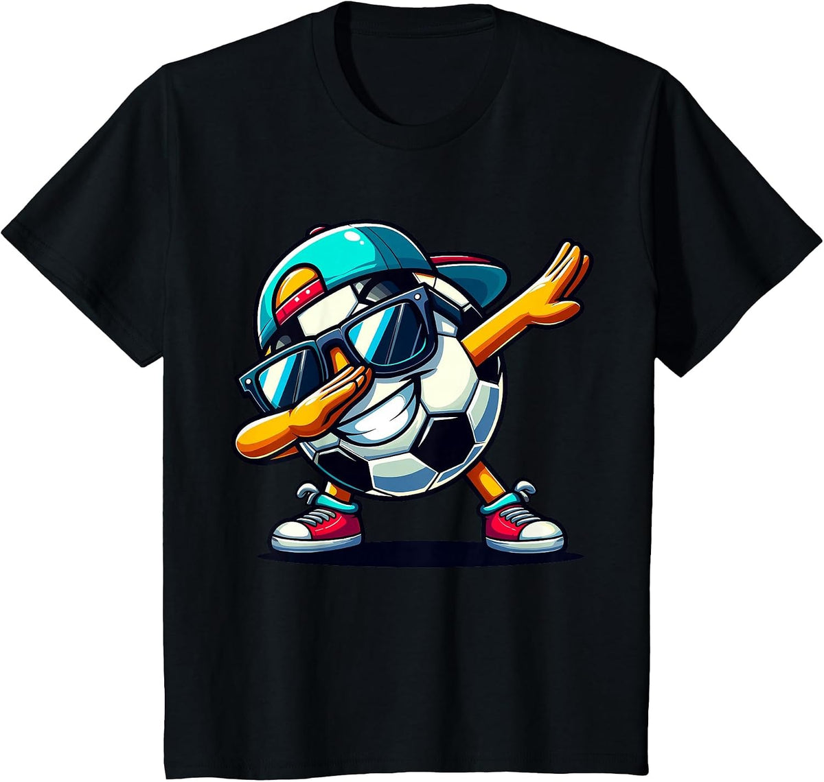 Dabbing Soccer Ball Player T-Shirt - Black