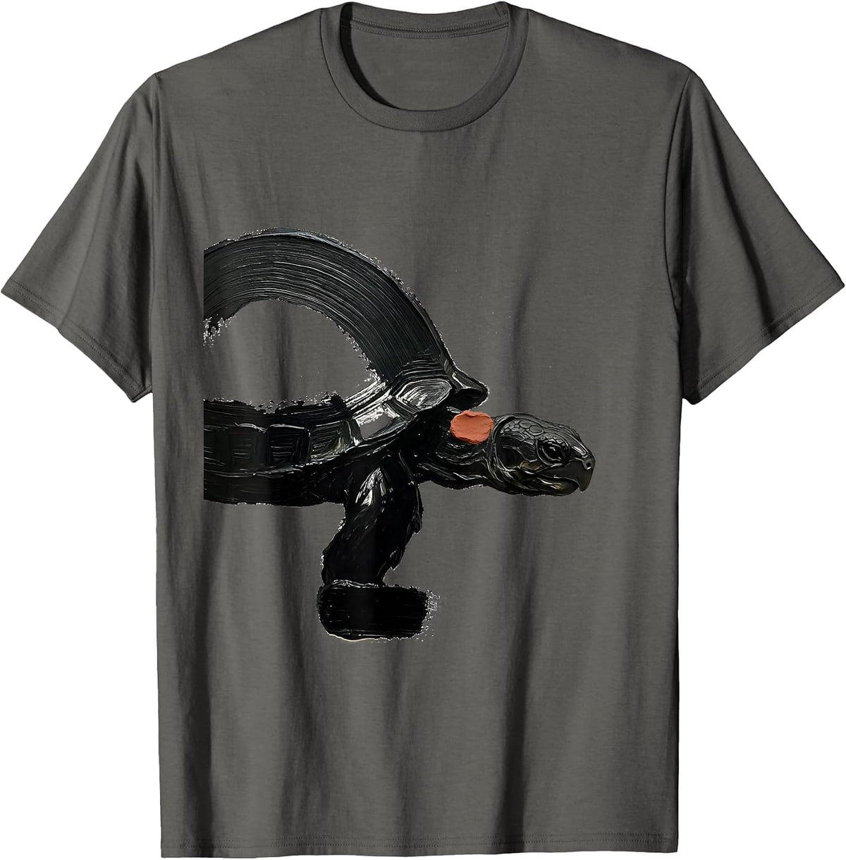 Men's Tortoise Calm Brush Stroke Pet Lover Humor T-Shirt - Asphalt Grey