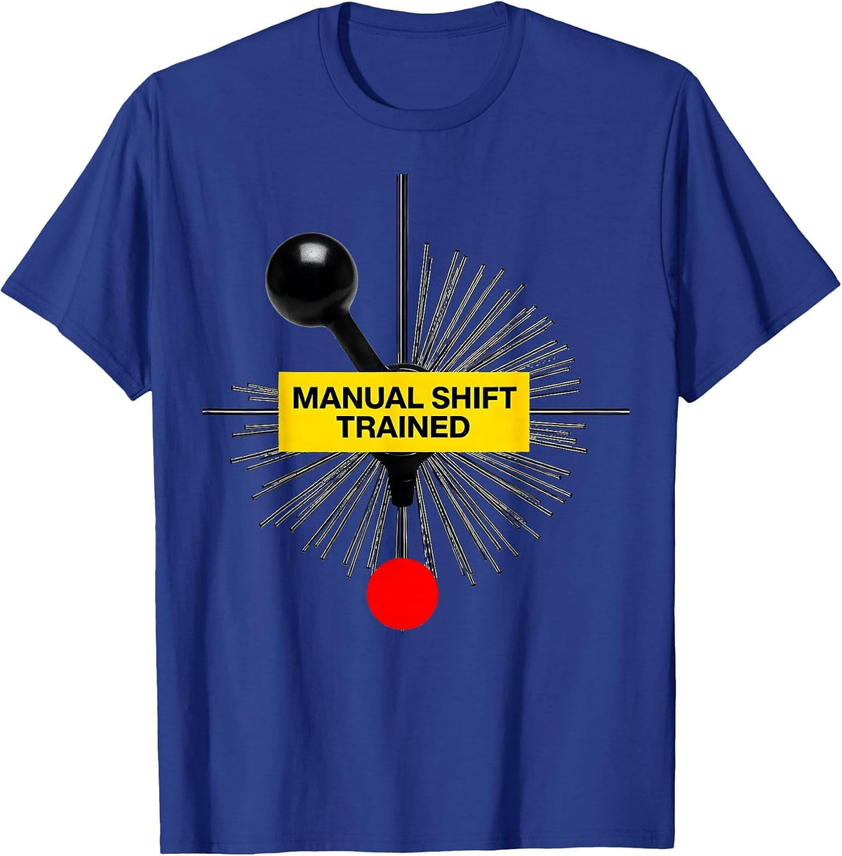 Manual Shift Trained Bauhaus Modernist Car Guy Stick Shift T-Shirt - Royal Blue