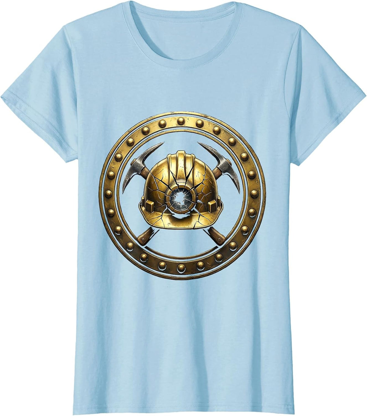 Labor Day Coal Miner Helmet Graphic T-Shirt - Baby Blue