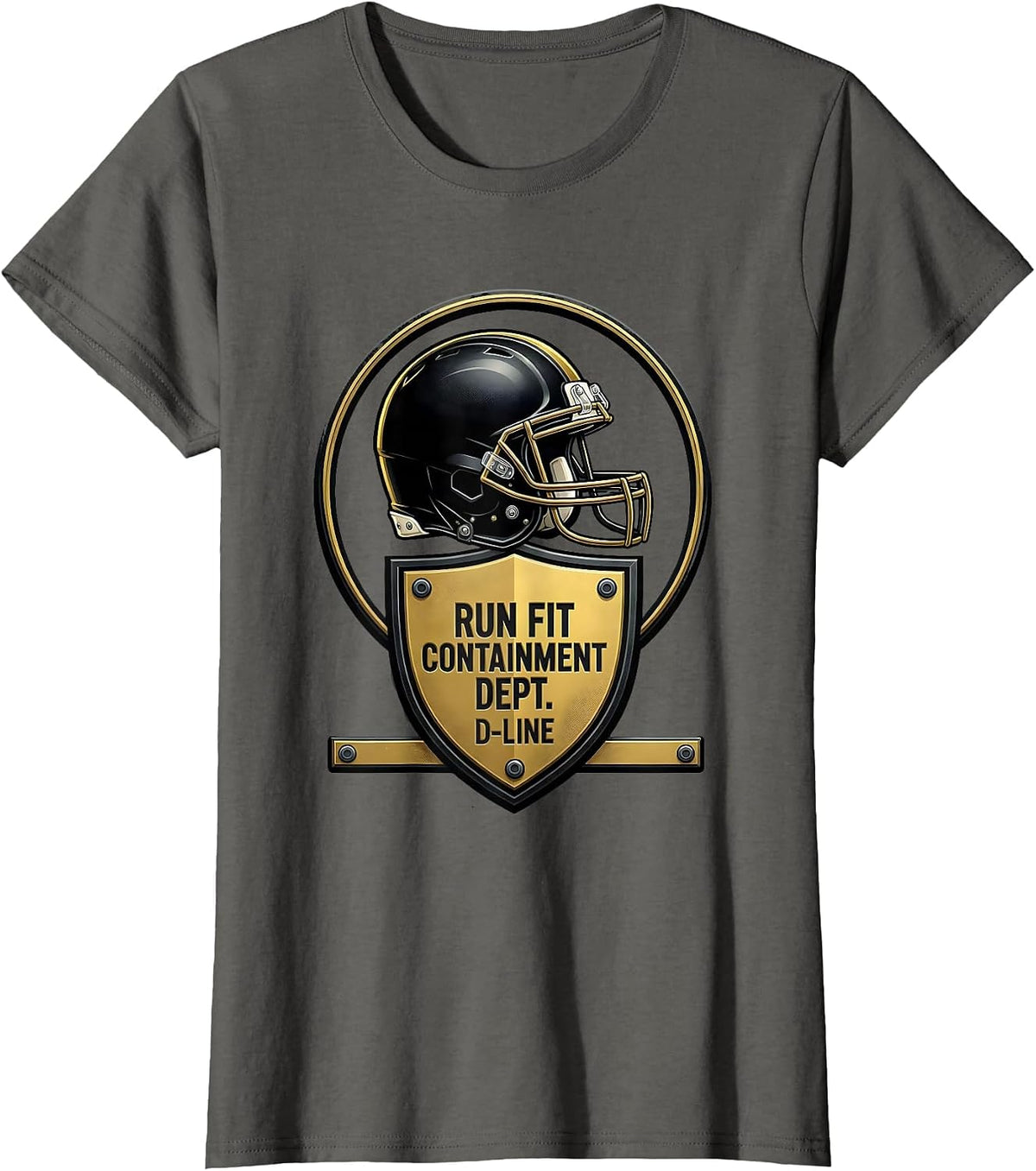 Women's Run Fit Containment Dept. D-Line Funny Football Lineman T-Shirt - Asphalt Grey
