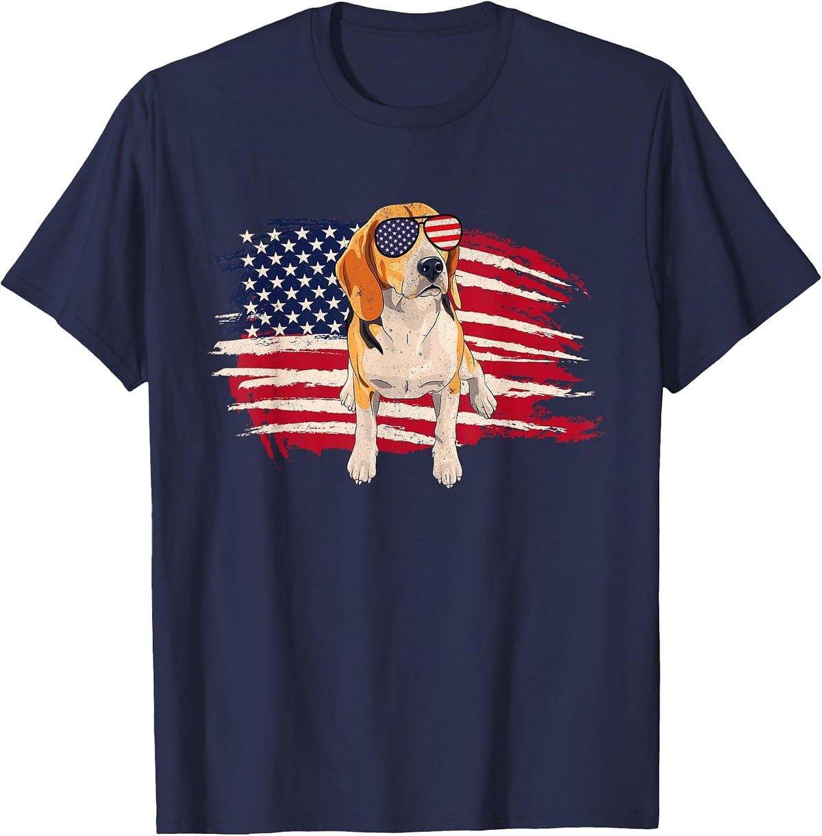 American Flag Beagle - Puppy Dog Lover Animal Breeder T-Shirt - Navy Blue