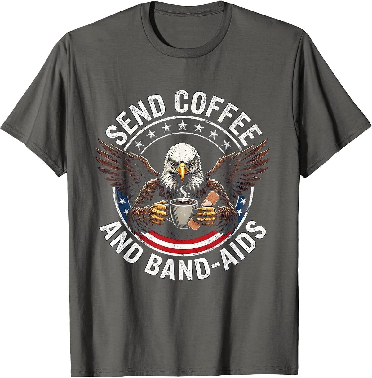 Send Coffee and Band-Aids Preschool Teacher Design T-Shirt - Asphalt Grey