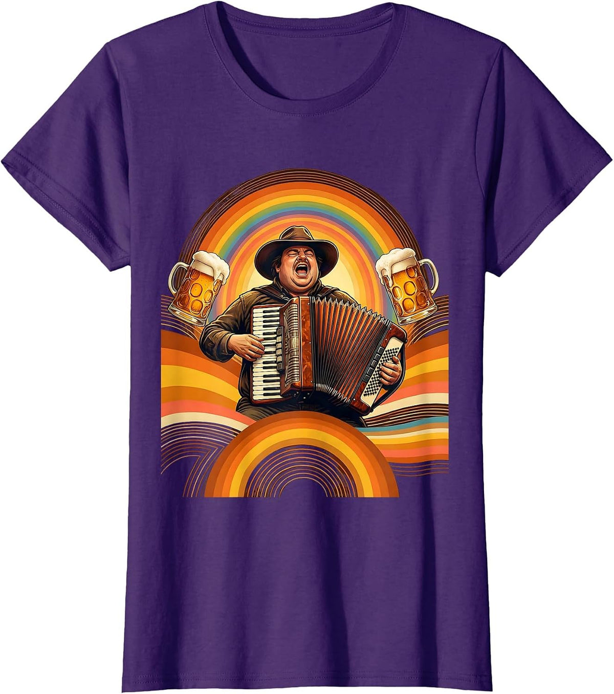 Women's Accordion Player Beer Stein Prost Celebration T-Shirt - Purple