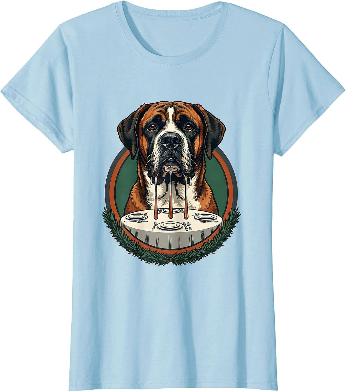 Great Dane Harlequin Drooling Vintage Dog Mom Holiday T-Shirt - Baby Blue