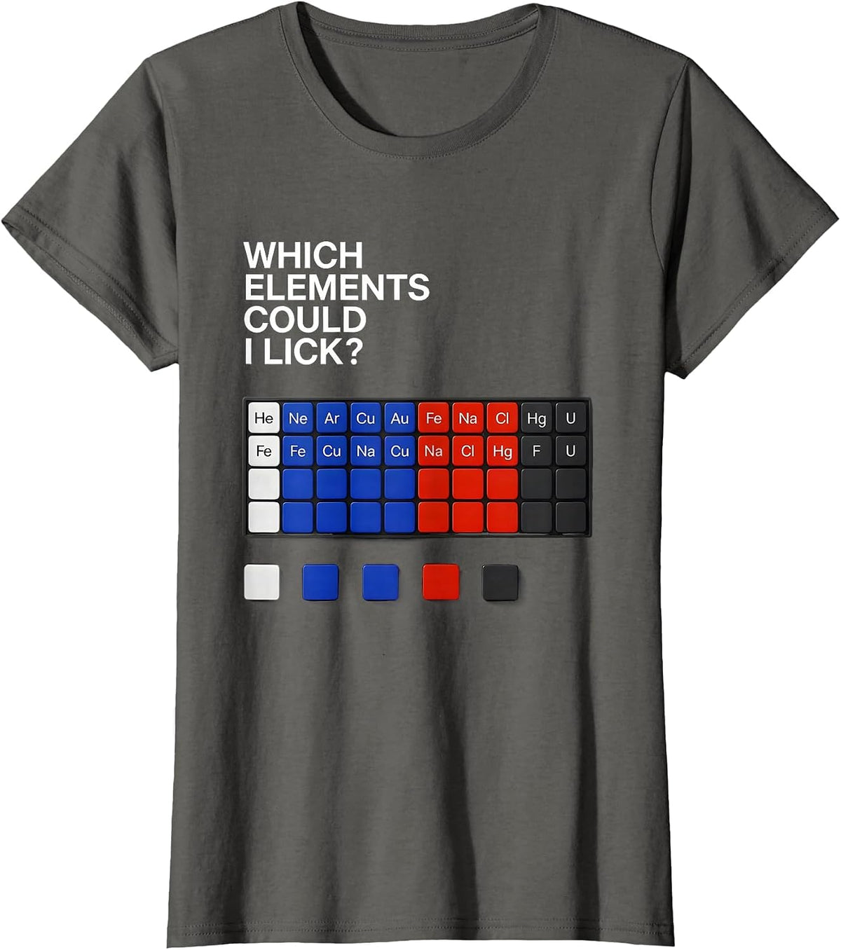 Women's Which Elements Could I Lick Funny Periodic Table Science T-Shirt - Asphalt Grey