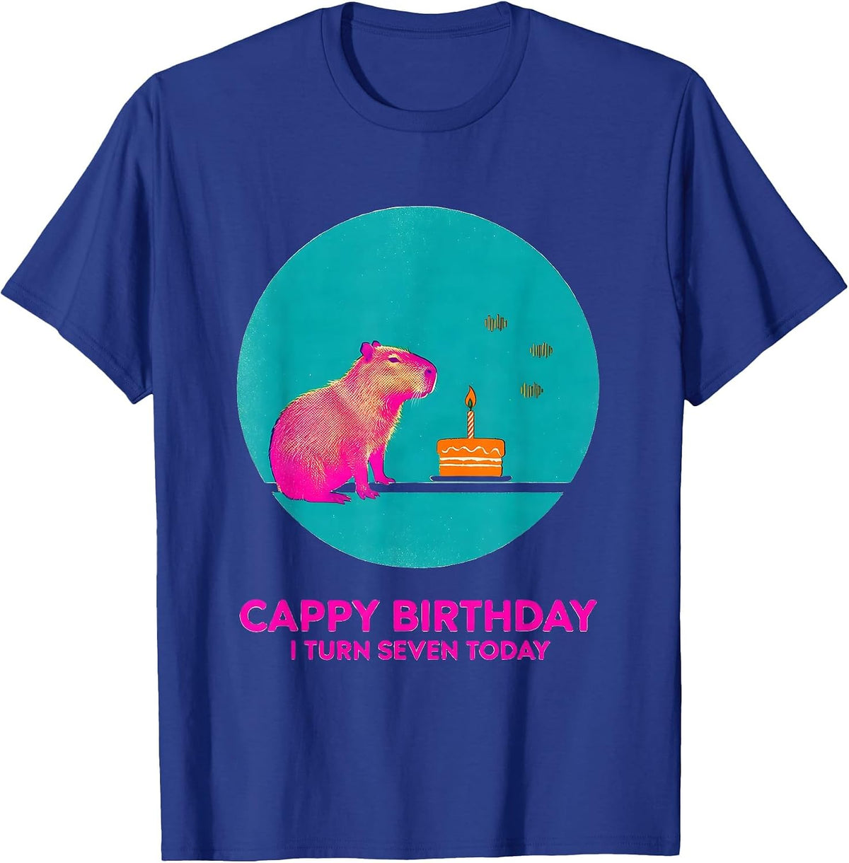Cappy Birthday I Turn Seven Today Cute Capybara Kawaii 7th T-Shirt - Royal Blue