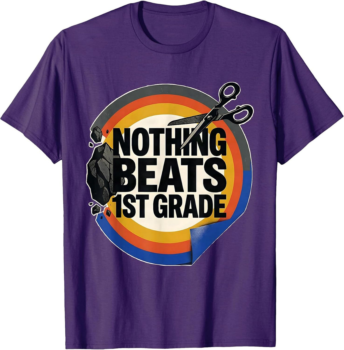 Men's Nothing Beats 1st Grade Back to School Rock Paper Scissors T-Shirt - Purple