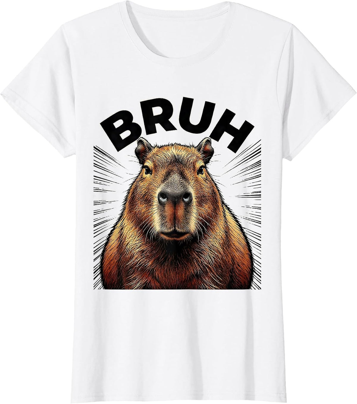 Bruh Comic Book Capybara Funny Animal Meme Lover Humor T-Shirt - White