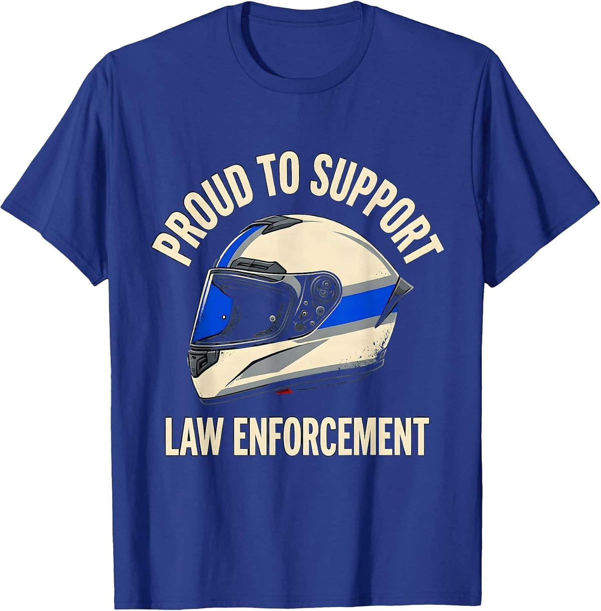 Proud To Support Law Enforcement Thin Blue Line Police T-Shirt - Royal Blue