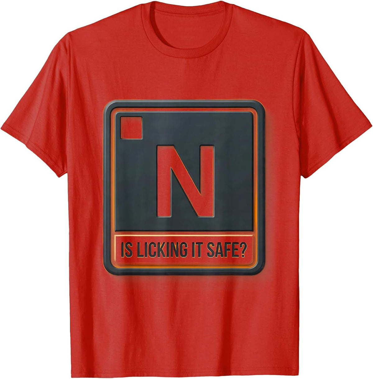 Men's Is Licking It Safe Funny Periodic Table Science Teacher Gift T-Shirt - Red
