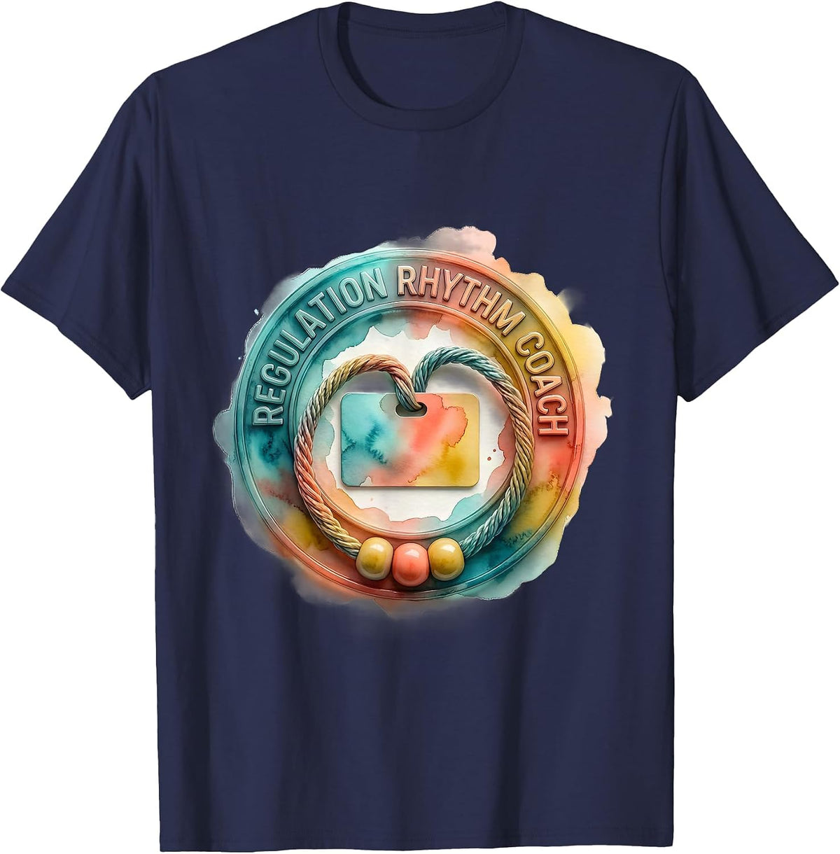 Regulation Rhythm Coach Watercolor Occupational Therapy T-Shirt - Navy Blue
