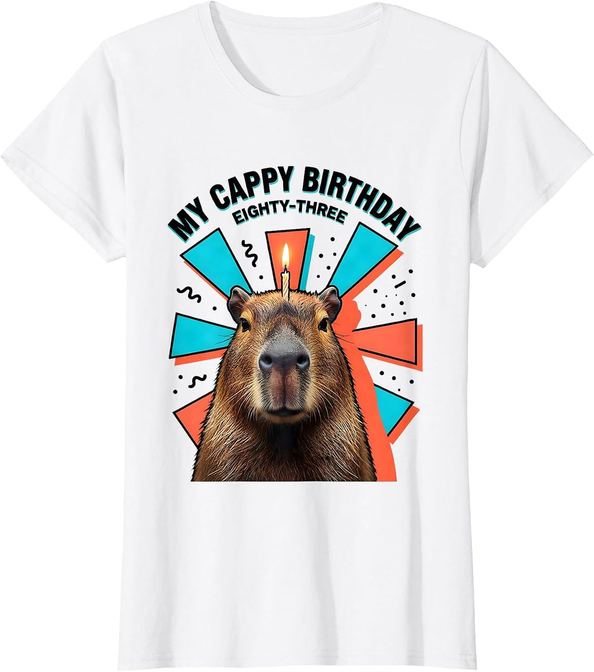 Women's My Cappy Birthday Eighty-Three Kawaii Capybara Birthday Gift T-Shirt - White