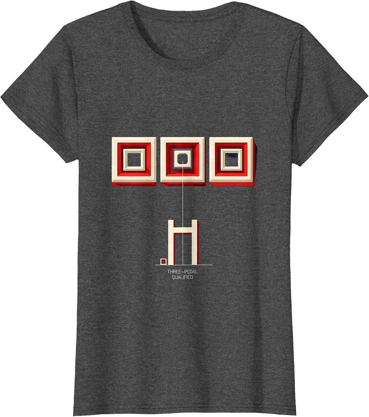 Women's Three-Pedal Qualified Geometric Manual Transmission Car Guy T-Shirt - Dark Heather Grey