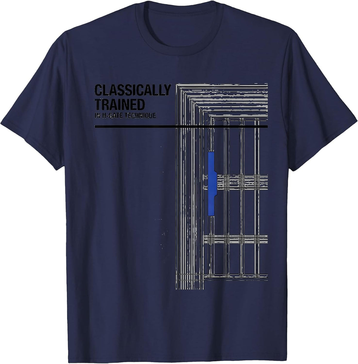 Classically Trained In H-Gate Technique Manual Car Guy T-Shirt - Navy Blue