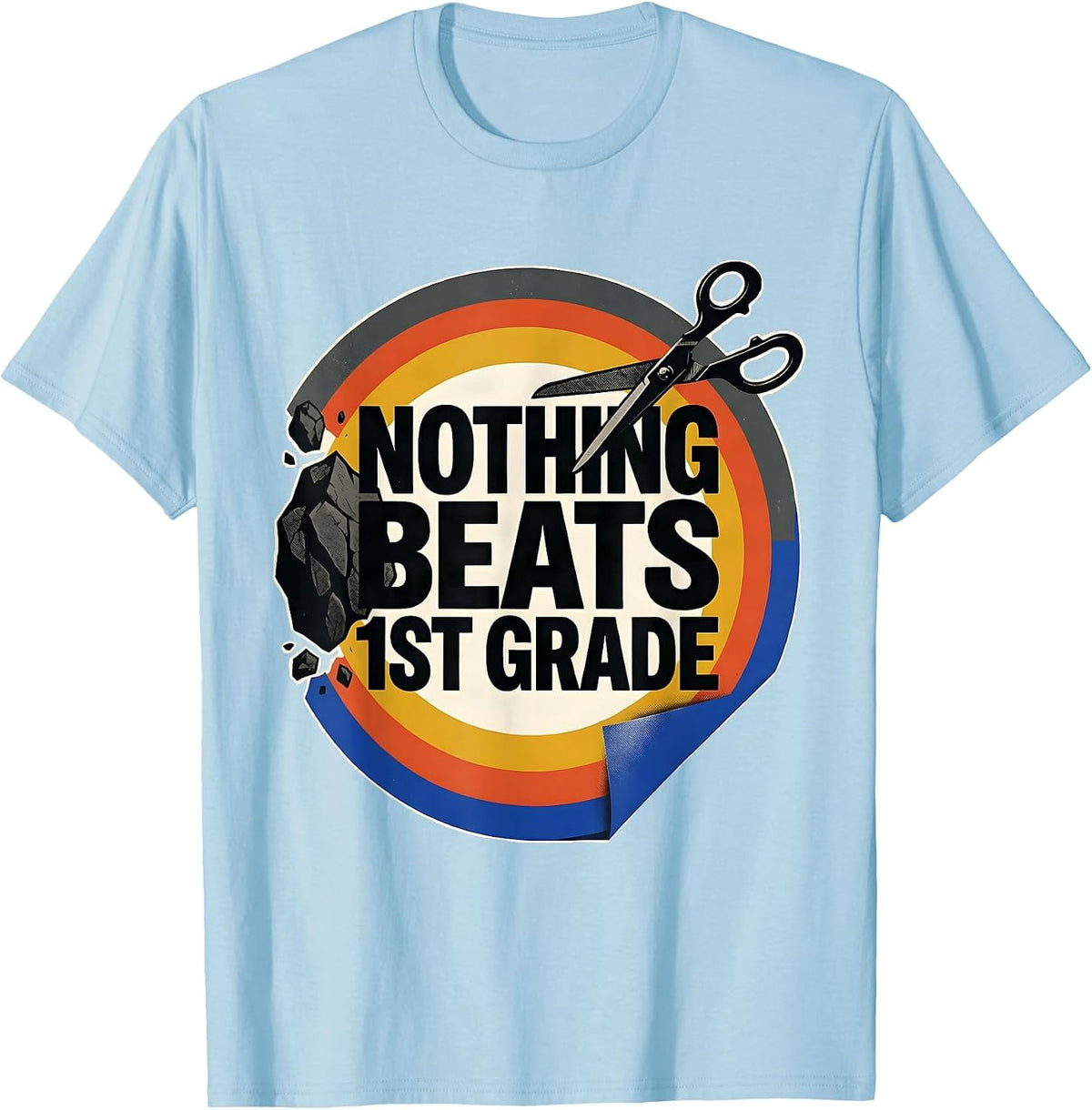 Men's Nothing Beats 1st Grade Back to School Rock Paper Scissors T-Shirt - Baby Blue