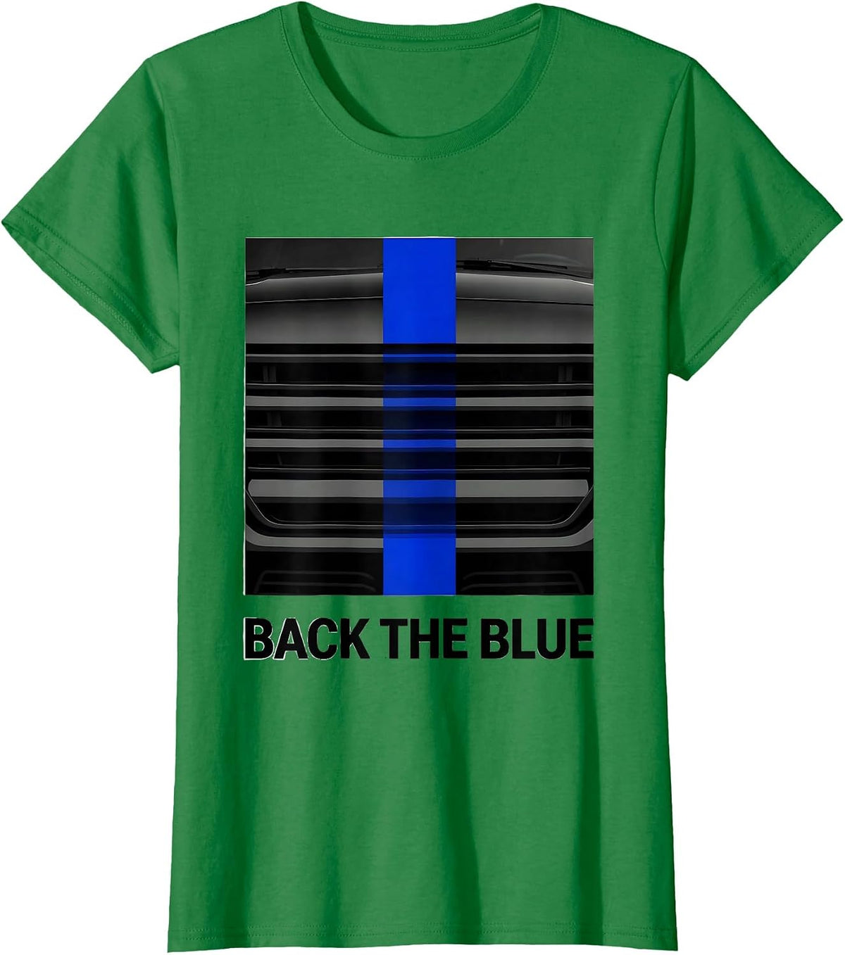 Back The Blue Thin Blue Line Police Support Patriotic T-Shirt - Kelly Green