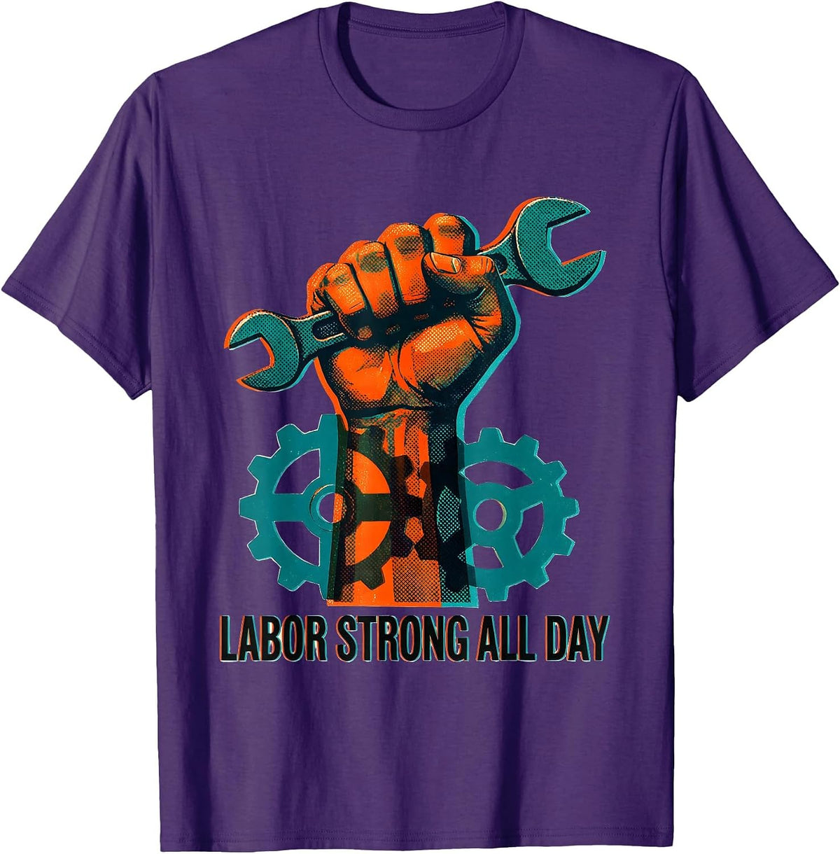 Labor Strong All Day Labor Day Graphic Design T-Shirt - Purple