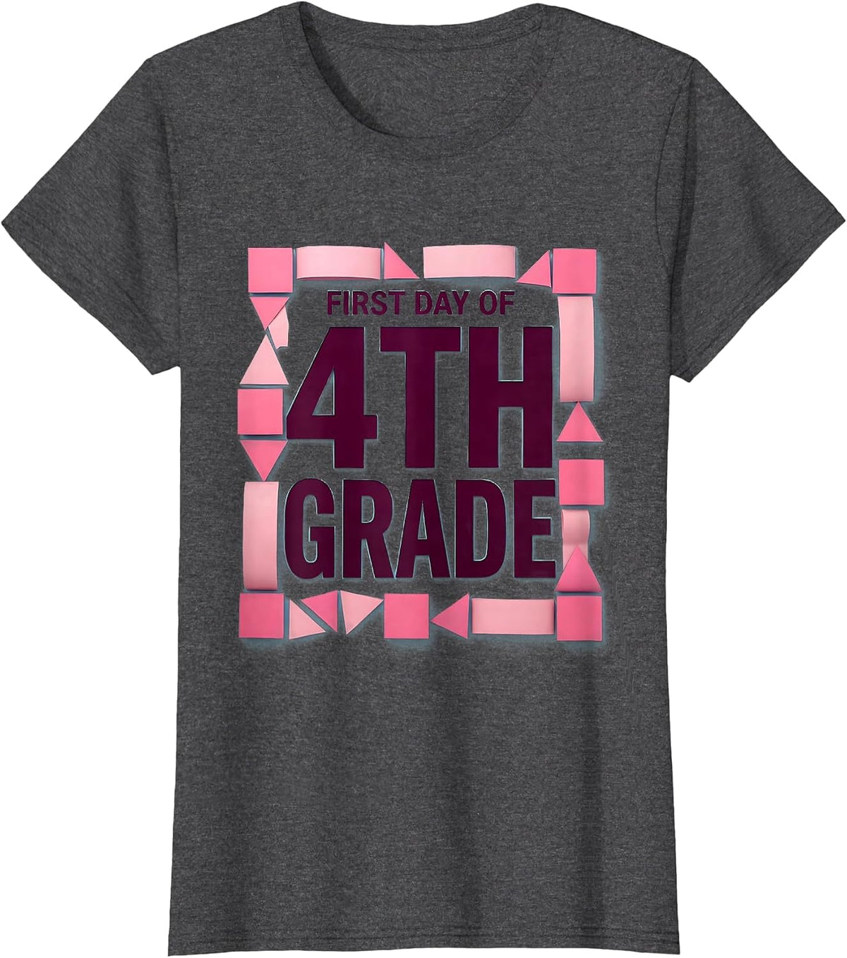Women's First Day Of 4th Grade Cute Girly Back To School T-Shirt - Dark Heather Grey