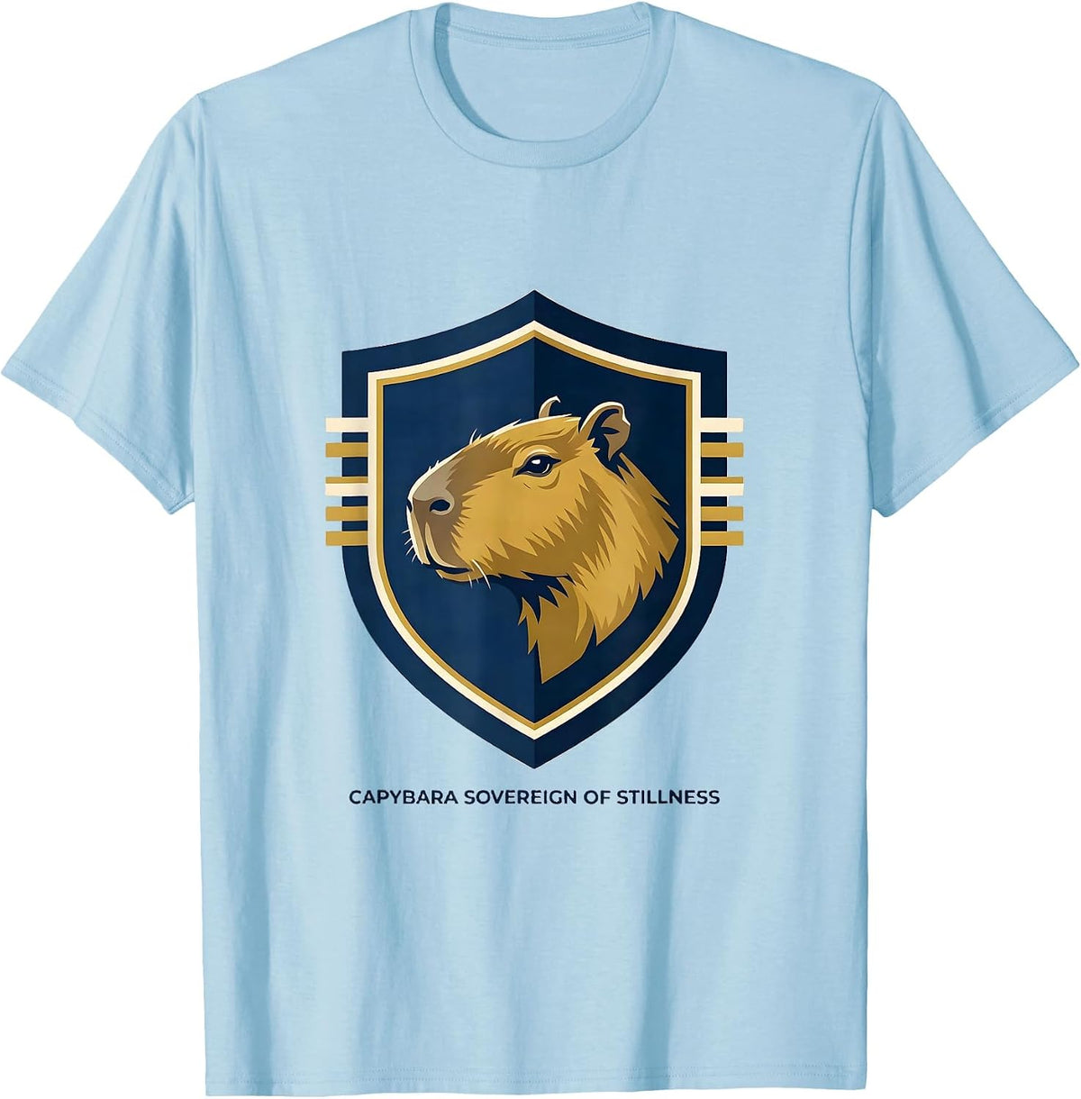 Men's Capybara Sovereign of Stillness Funny Animal Meme Humor T-Shirt - Baby Blue