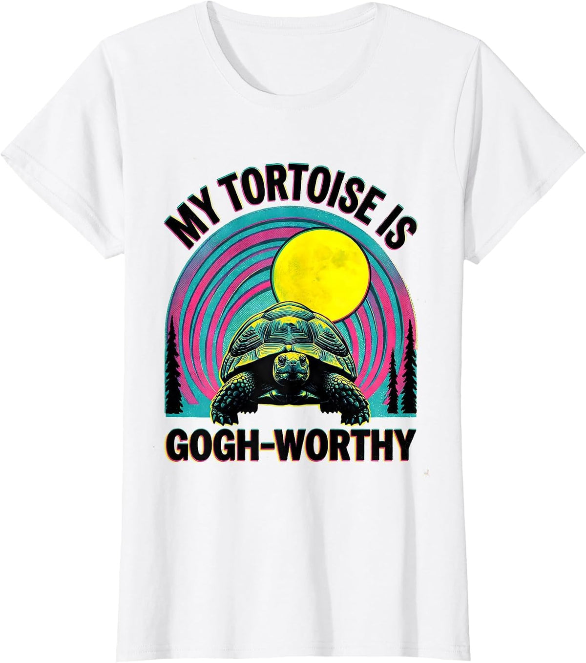 My Tortoise Is Gogh-Worthy Risograph Animal Lover Gift T-Shirt - White