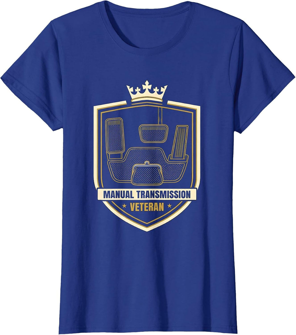 Women's Manual Transmission Veteran Classic Car Guy Stick Shift T-Shirt - Royal Blue
