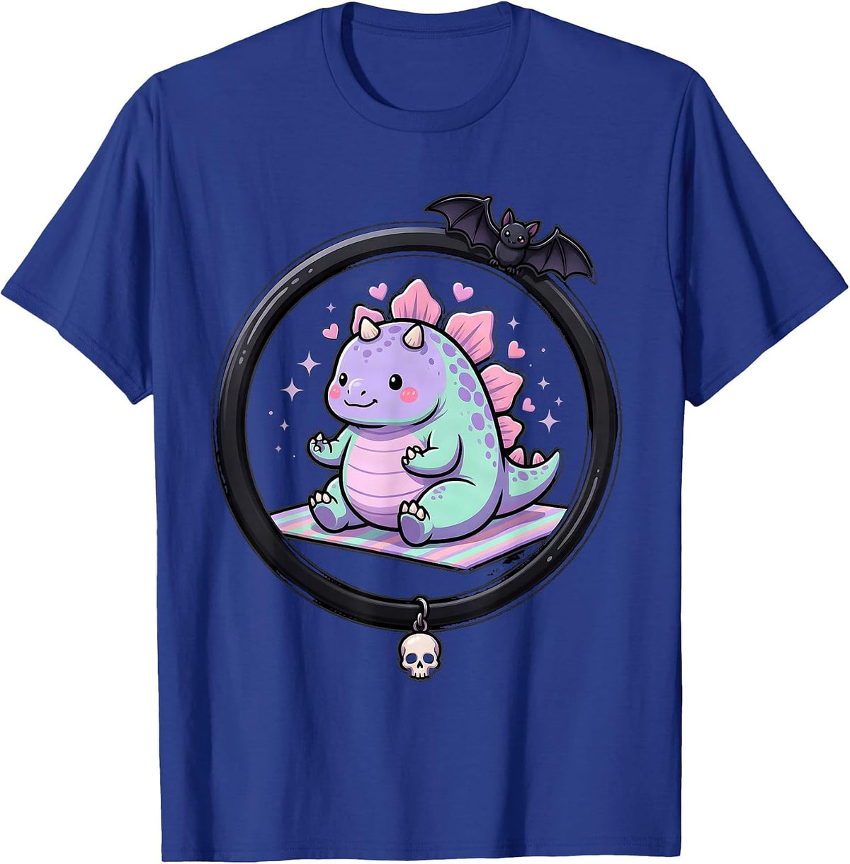 Stegosaurus Yoga Pose Dinosaur Illustration T-Shirt - Royal Blue