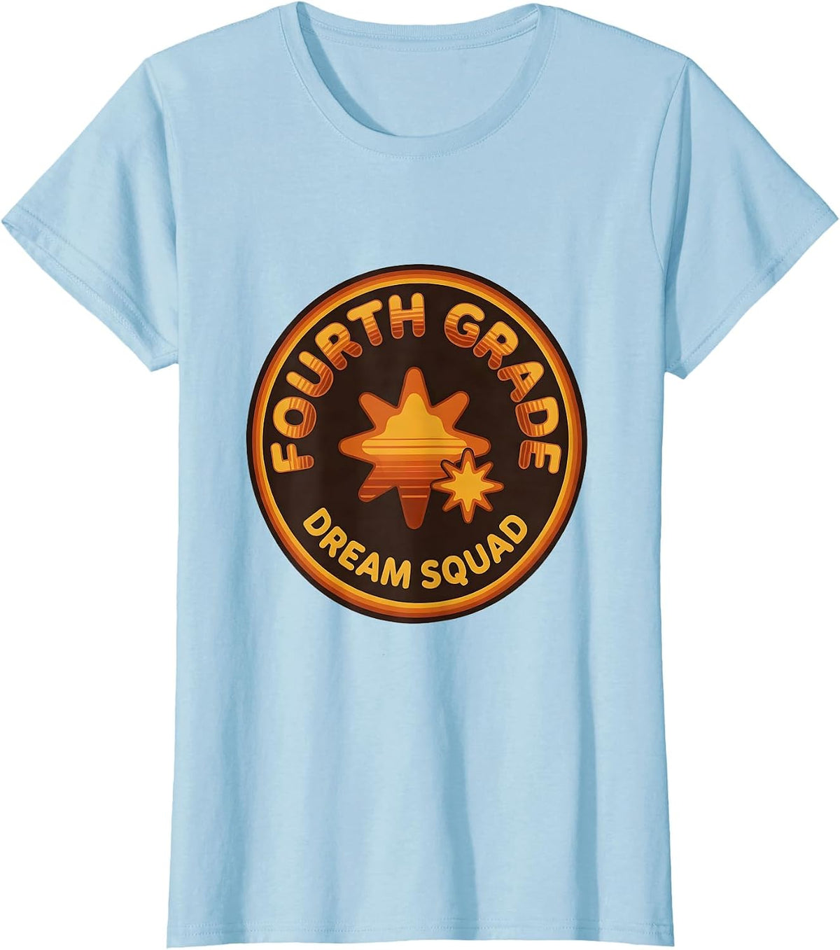 Fourth Grade Dream Squad Retro 70s Back to School Teacher T-Shirt - Baby Blue
