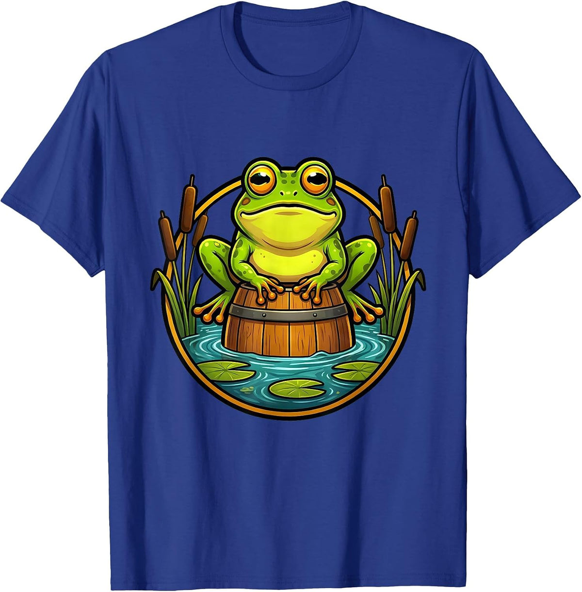 Men's Frog on a Keg Pond Beer Illustration T-Shirt - Royal Blue