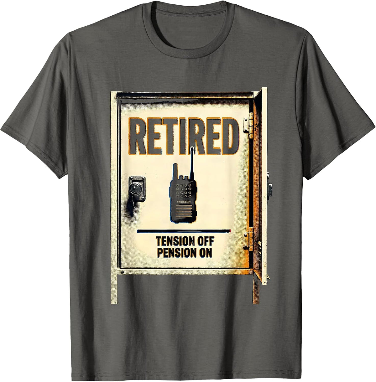 Retired: Tension Off, Pension On Funny Police Officer Gift T-Shirt - Asphalt Grey