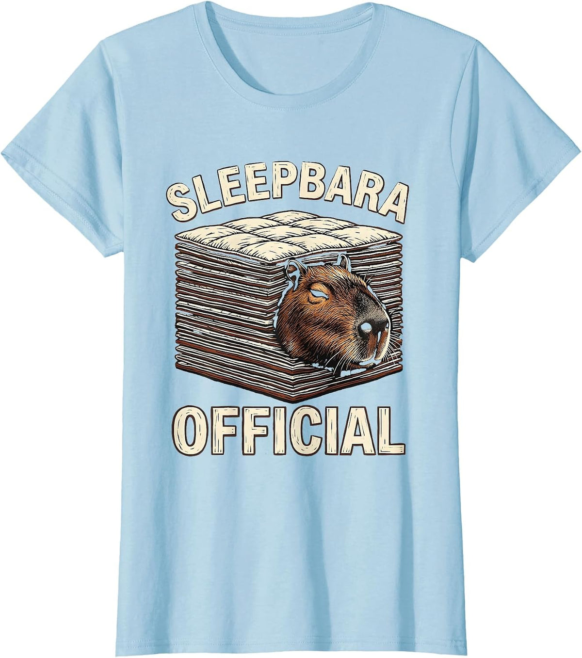 Women's Sleepbara Official Cute Capybara Pajama Kids Sleepwear Humor T-Shirt - Baby Blue
