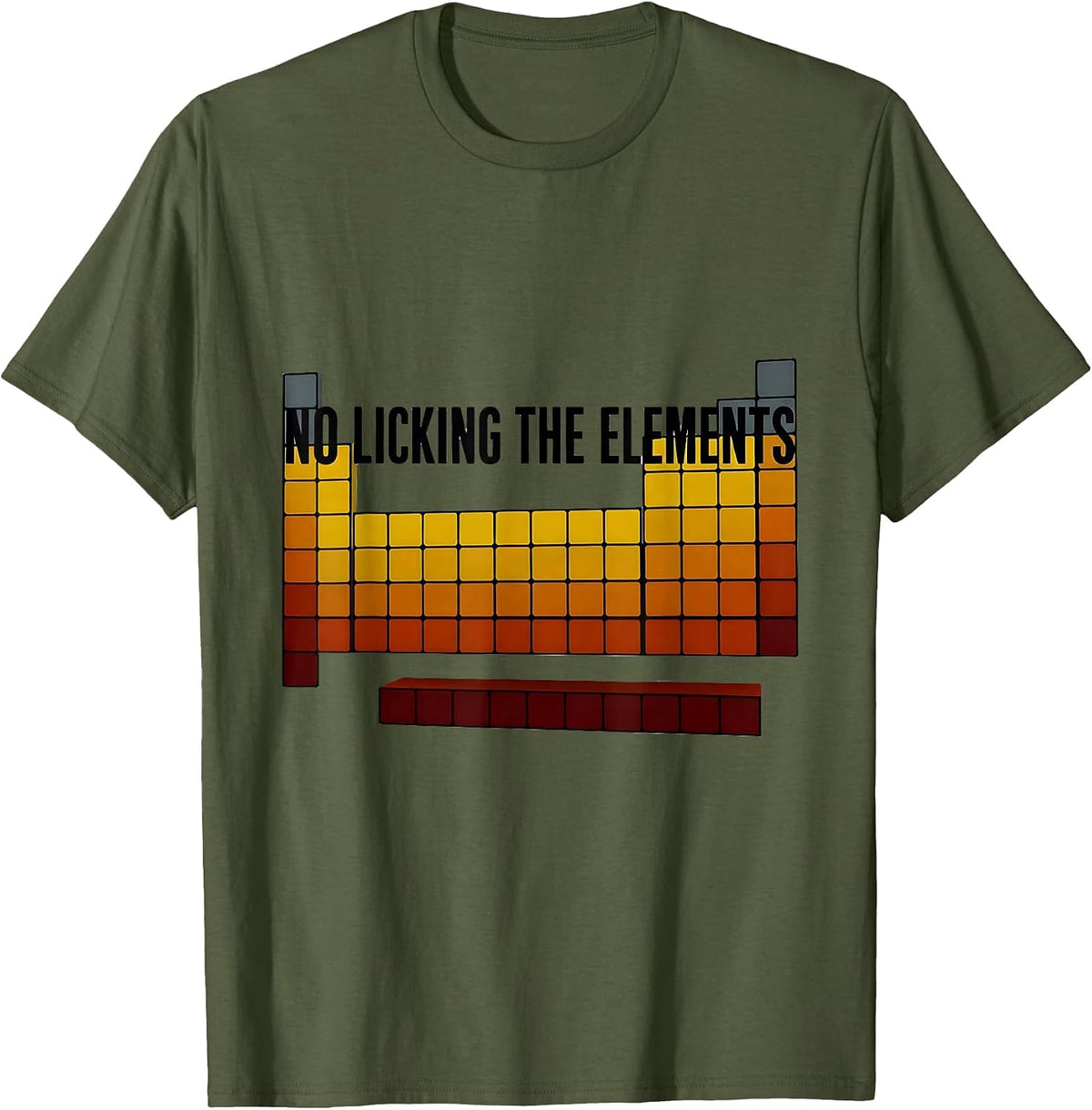 Men's No Licking The Elements Funny Periodic Table Science Teacher T-Shirt - Olive Green